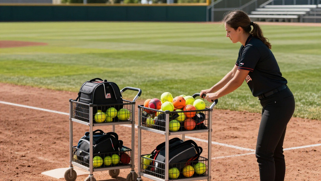 rolling ball carts for softball coaches