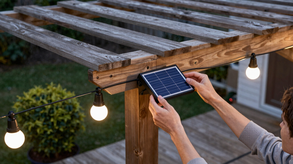solar-powered outdoor string lights