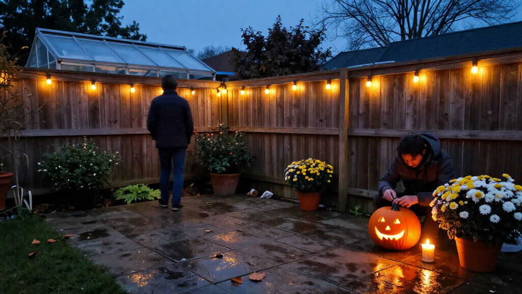 outdoor Halloween lighting