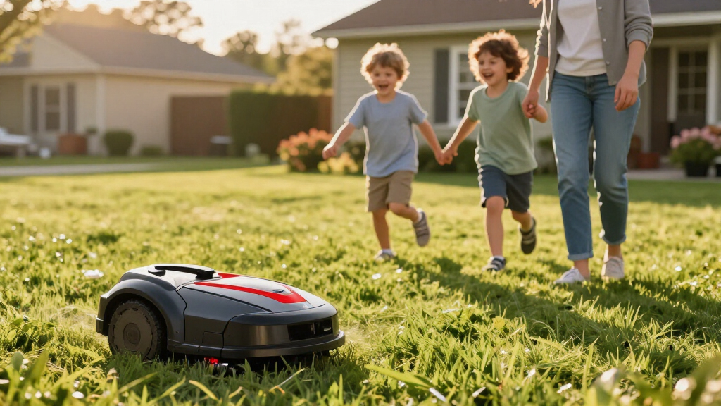 robotic lawn mower for homes with kids and pets