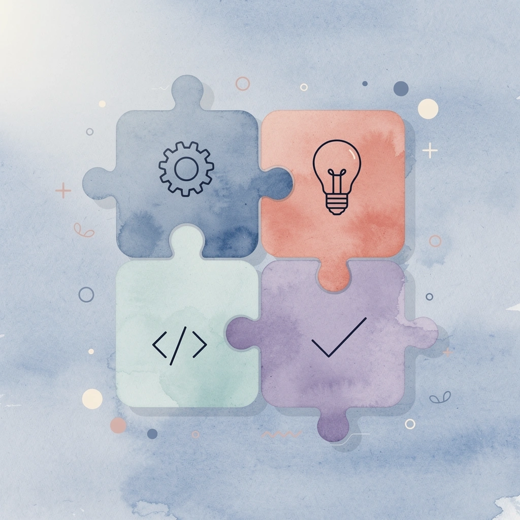 Puzzle pieces connecting to represent hotel technology integration