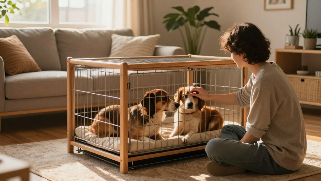 best double furniture dog crate for two dogs