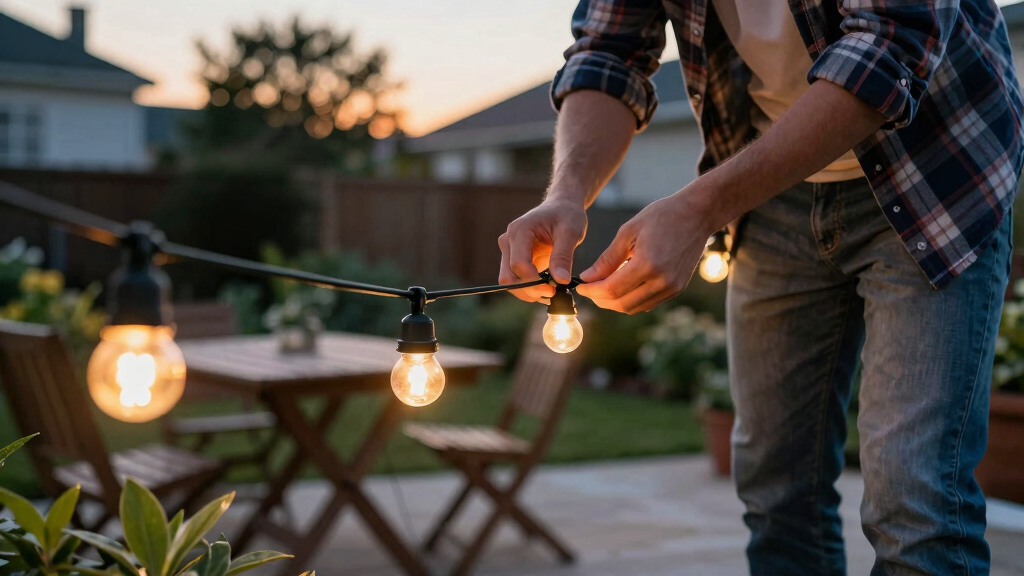 solar-powered outdoor string lights