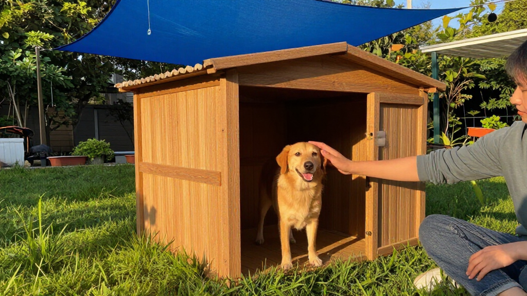 outdoor dog kennel with sun shade