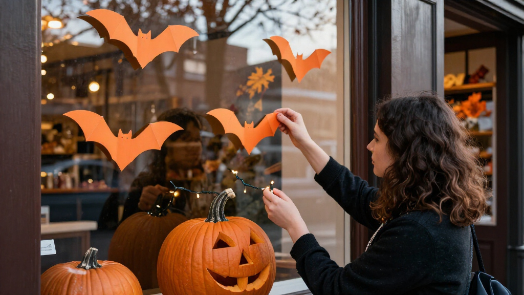 Halloween window display decorations