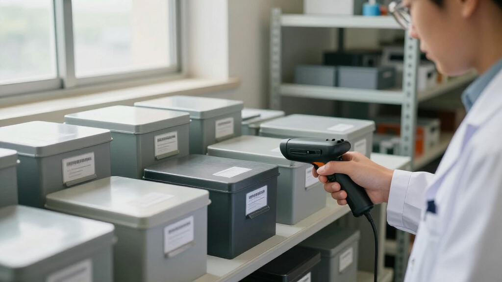 barcode scanner and label system for archives