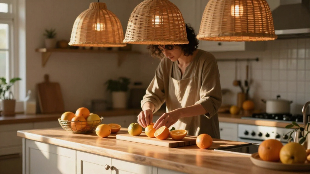 pendant lights kitchen island rattan