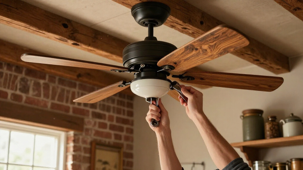 rustic farmhouse ceiling fan with wood blades
