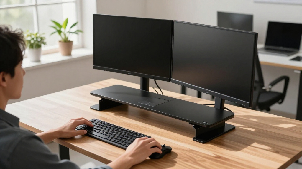standing desk converters dual monitor