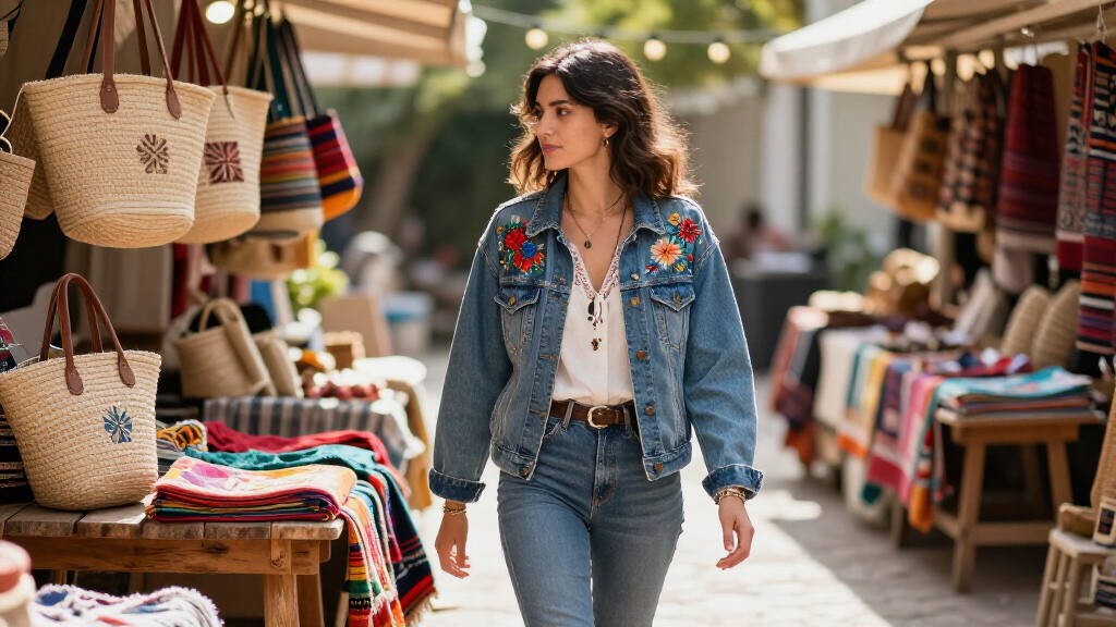 embroidered denim jacket boho