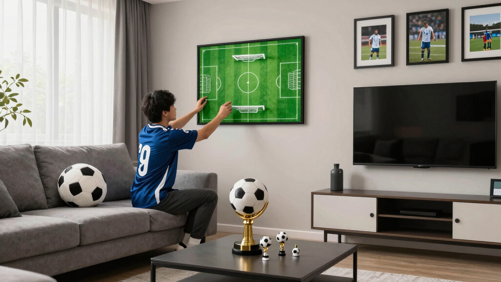 soccer-themed living room decor