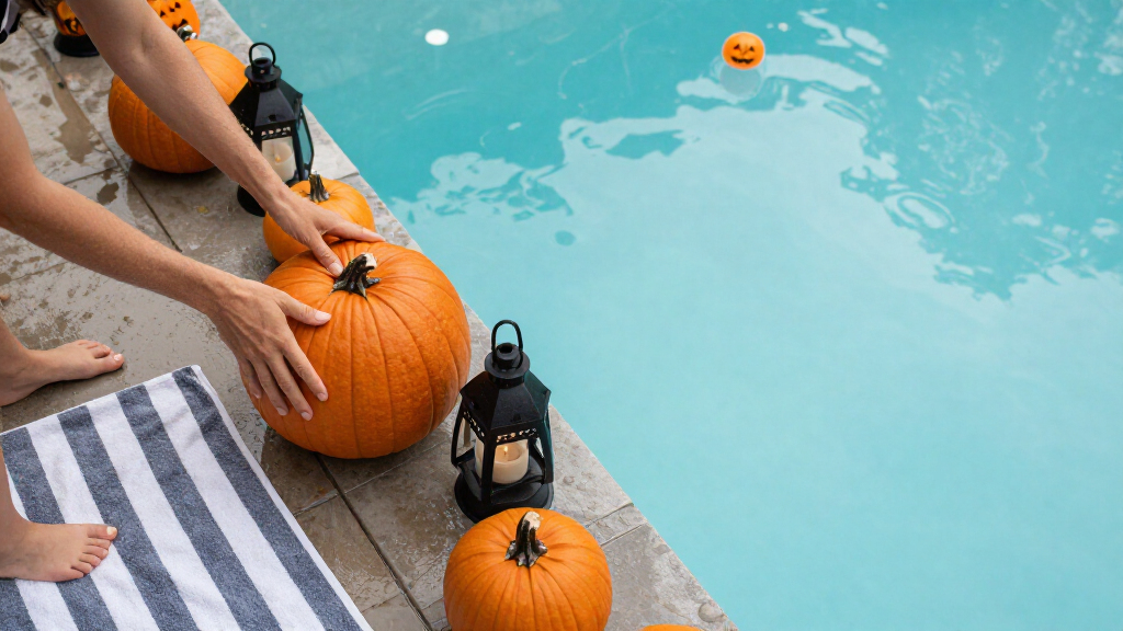 poolside Halloween decorations