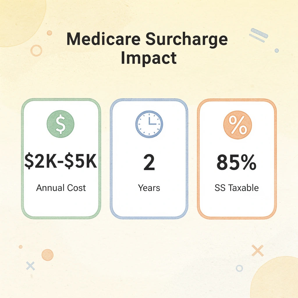 Infographic showing Medicare surcharge impact statistics