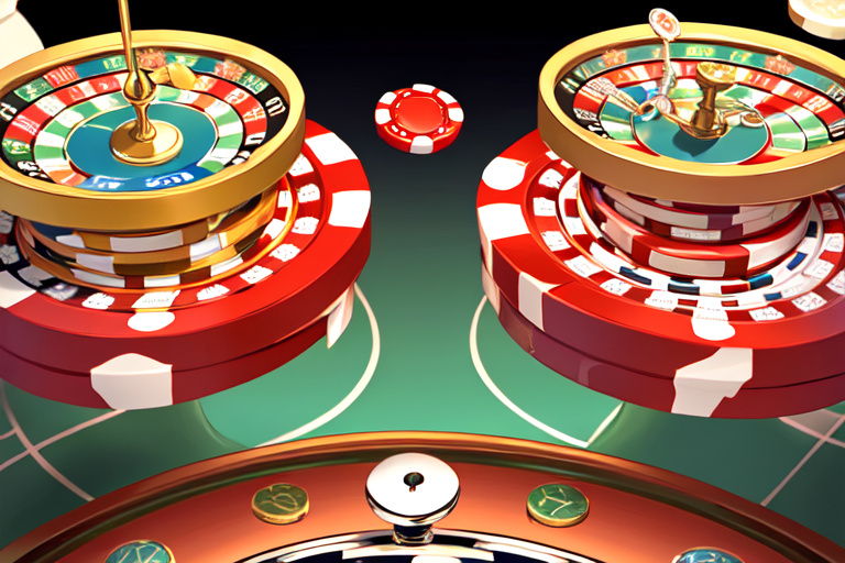 eine Waage, die zwei Stapel Spielchips vergleicht
