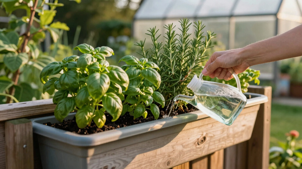selfwatering railing planters herb garden