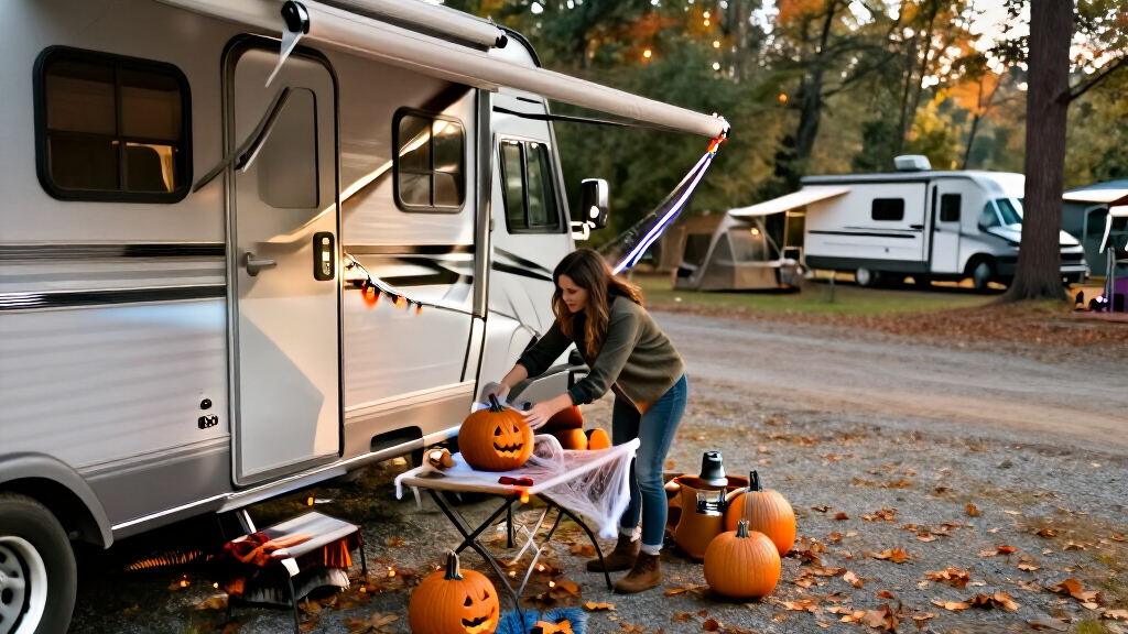 Halloween RV campsite decorations