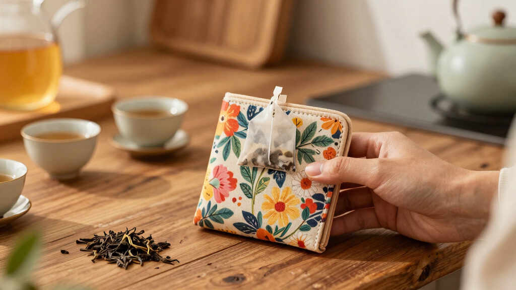 floral tea bag wallet