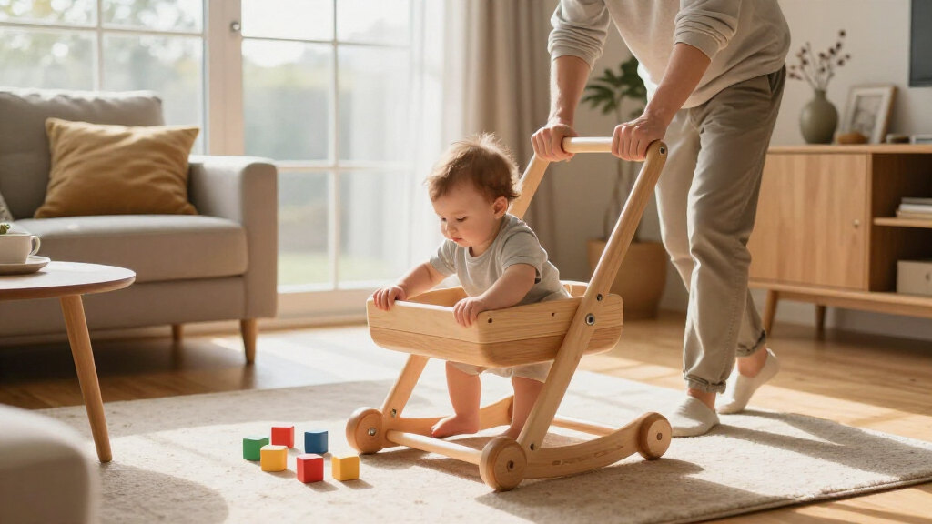 wooden baby walkers push toy