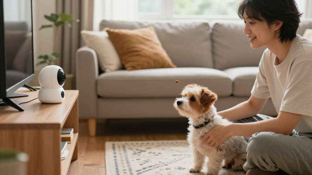 pet camera with treat toss and audio
