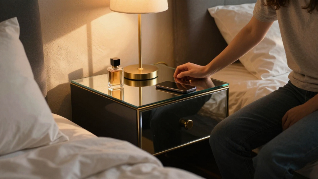 celebrity style mirrored nightstand