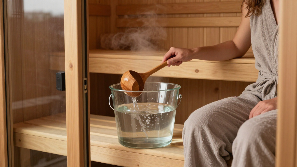glass door sauna bucket and ladle