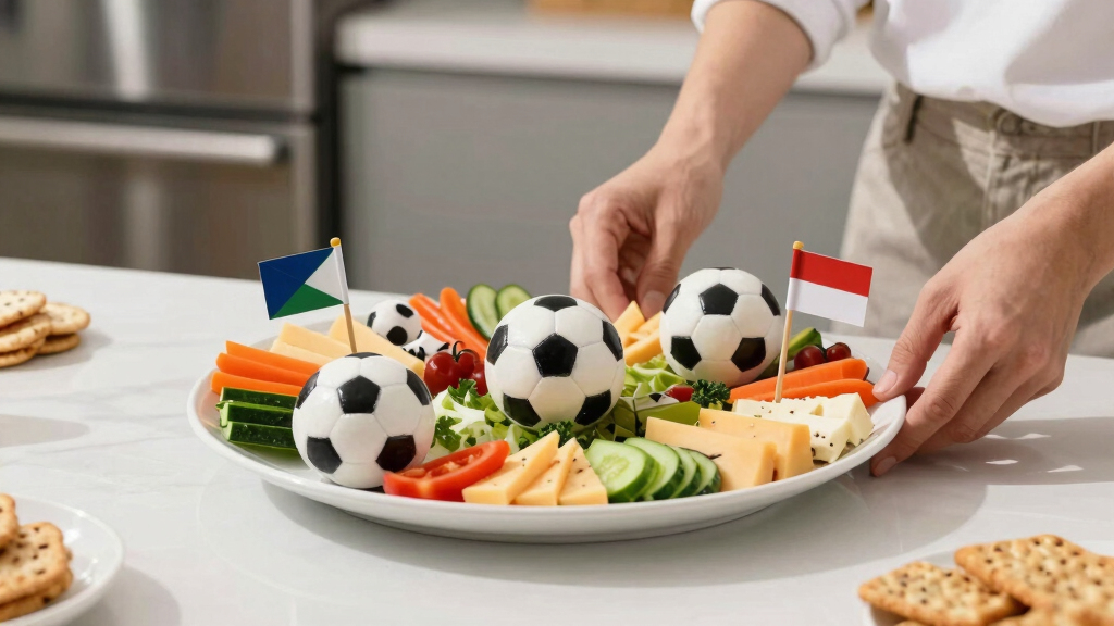 international soccer themed serving platters