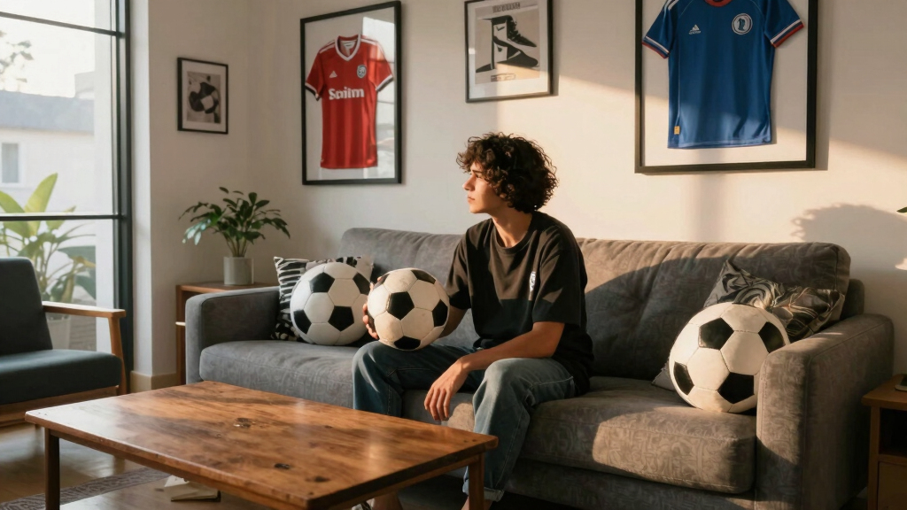 soccer-themed living room decor