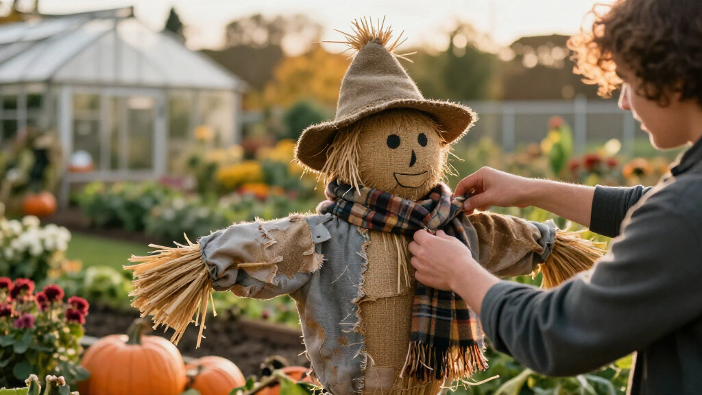 Halloween garden scarecrows