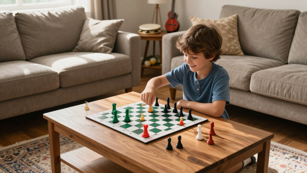 Brettspiele, Schach und Kinderinstrumente