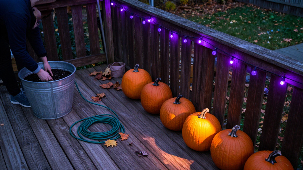 outdoor Halloween string lights