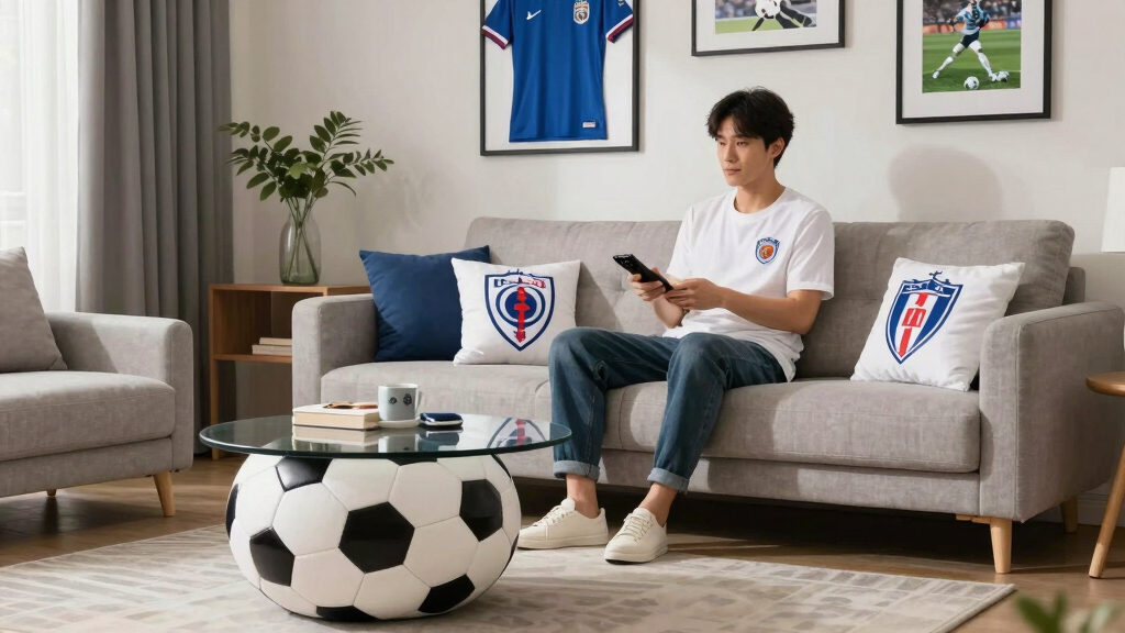 soccer-themed furniture and decor