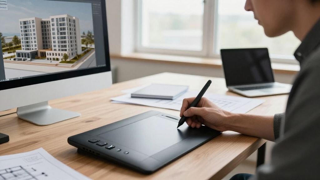 professional graphics tablet with stylus for architects