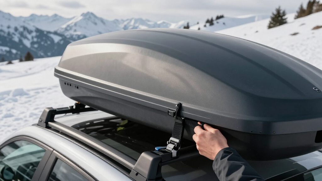 rooftop cargo boxes for skis for high wind stability