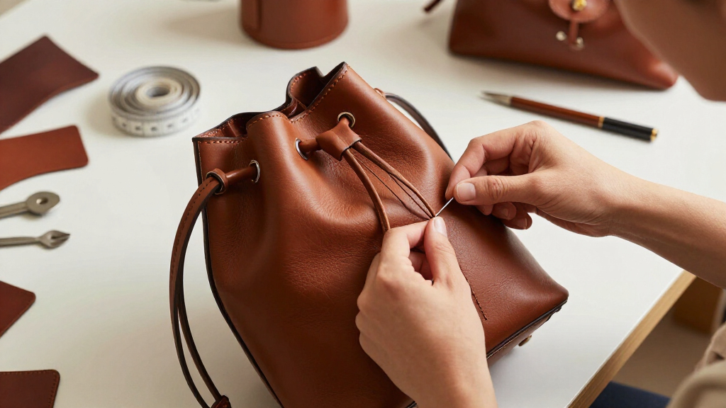 drawstring leather bucket bags