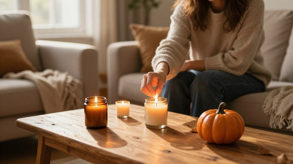 fall-themed decorative candles