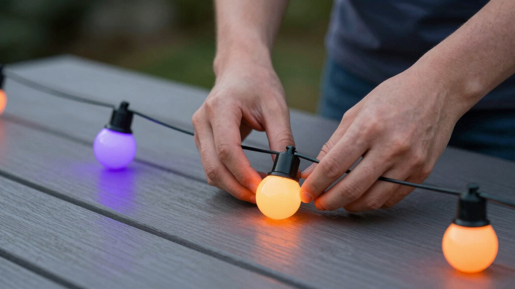 best orange and purple string lights outdoor