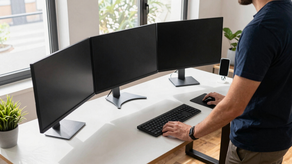 best L-shaped standing desk for multi-monitor setup