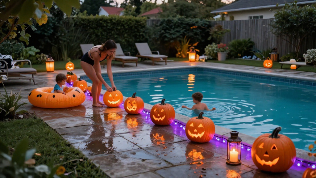 poolside Halloween decorations