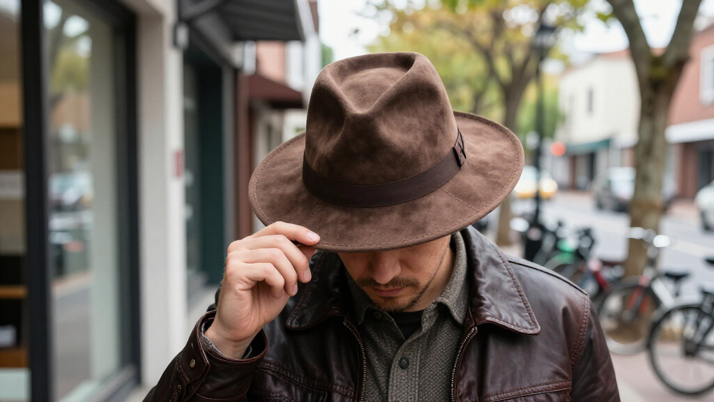 suede fedora hat men