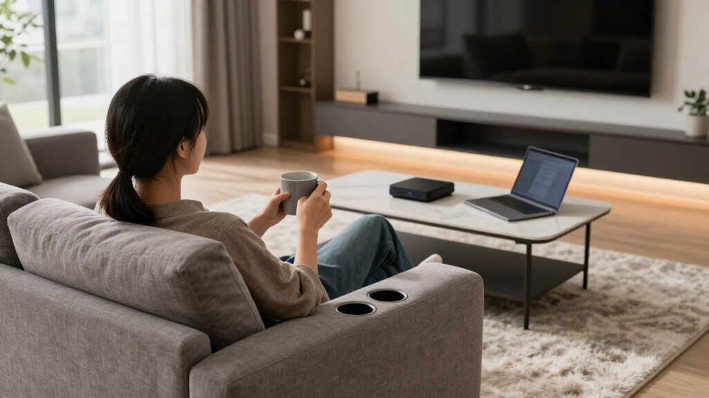best media room sofa with cup holders under $3000