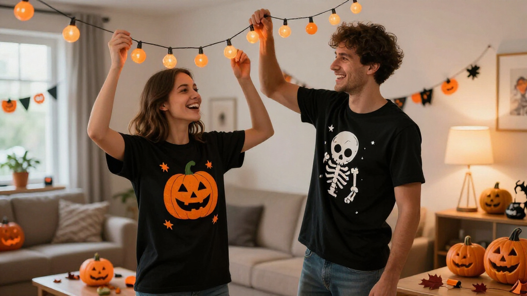 couples matching Halloween shirts