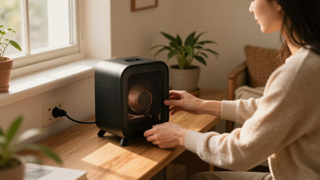 small room space heater under desk