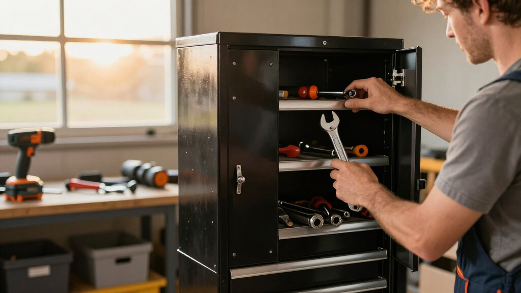 tall locking tool cabinets for contractors