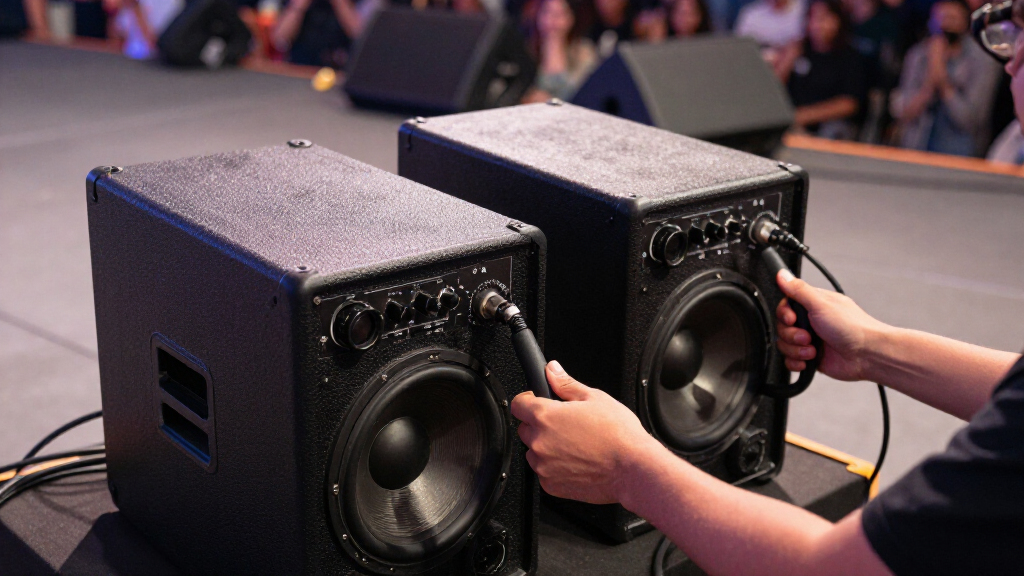 powered pa speakers 12 inch pair
