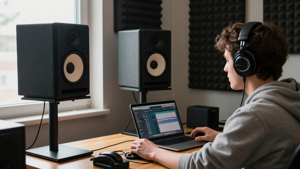 studio monitor stands tall for listening height