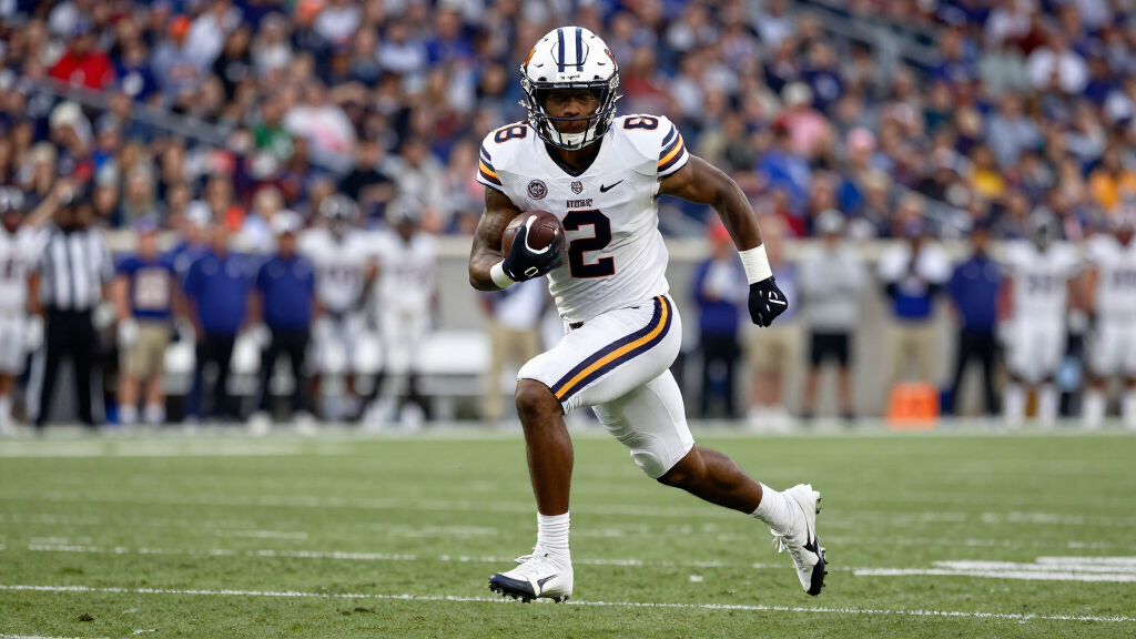 College football player running with ball — representing Roman Reigns' athletic career before WWE