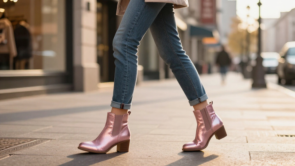 best metallic pink ankle boots