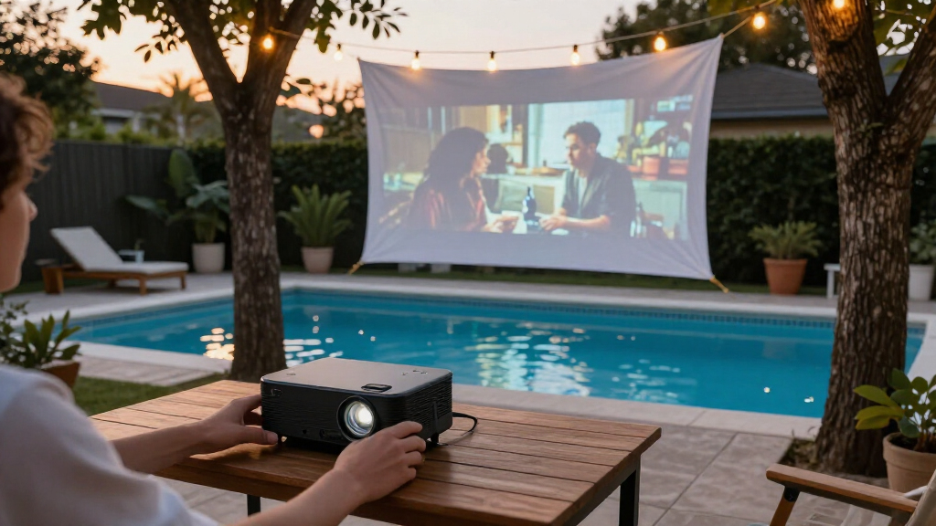 best poolside projector for backyard movie nights