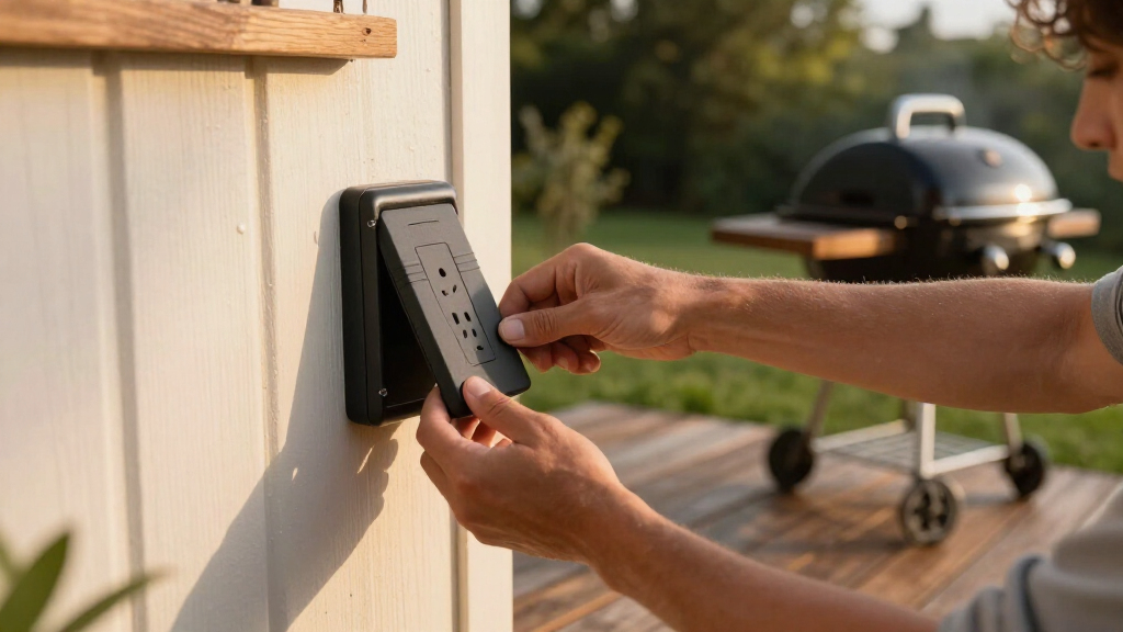 weatherproof outlet cover for grill area