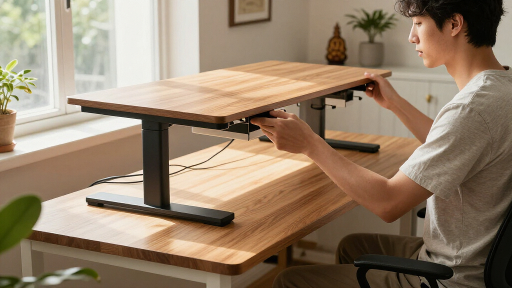 sit stand desks with cable management drawers